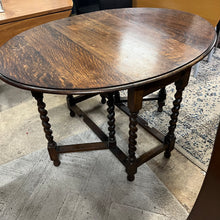 Load image into Gallery viewer, Oak Drop Leaf Table with Barley Twist Legs