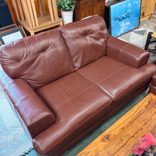 Load image into Gallery viewer, DFS Brown Leather 2 Seater and Storage Footstool