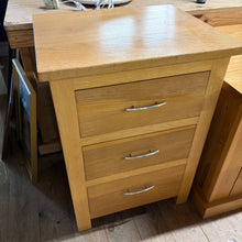 Load image into Gallery viewer, Solid Oak 3 Drawer Bedside