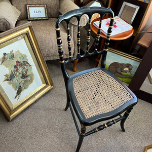 Vintage Napoleon III Black and Gold Ebonized Chair
