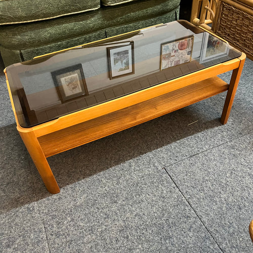 1960’s MYER Teak and Smoked Glass Coffee Table