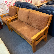 Load image into Gallery viewer, Vintage Mid Century Danish Style Solid Oak Framed Suite