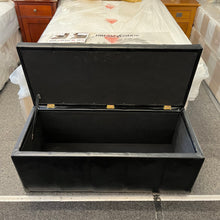 Load image into Gallery viewer, Black Faux Leather Ottoman/Storage Box
