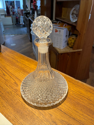Vintage Cut Glass Ships Decanter