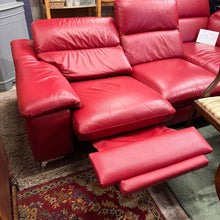 Load image into Gallery viewer, Red Leather Electric Recliner Corner Sofa