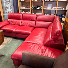 Load image into Gallery viewer, Red Leather Electric Recliner Corner Sofa