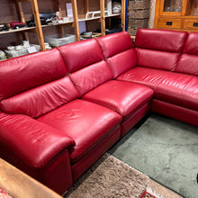 Load image into Gallery viewer, Red Leather Electric Recliner Corner Sofa