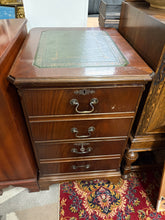 Load image into Gallery viewer, Vintage Leather Top 2 Drawer Filing Cabinet with Key