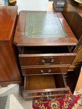 Load image into Gallery viewer, Vintage Leather Top 2 Drawer Filing Cabinet with Key