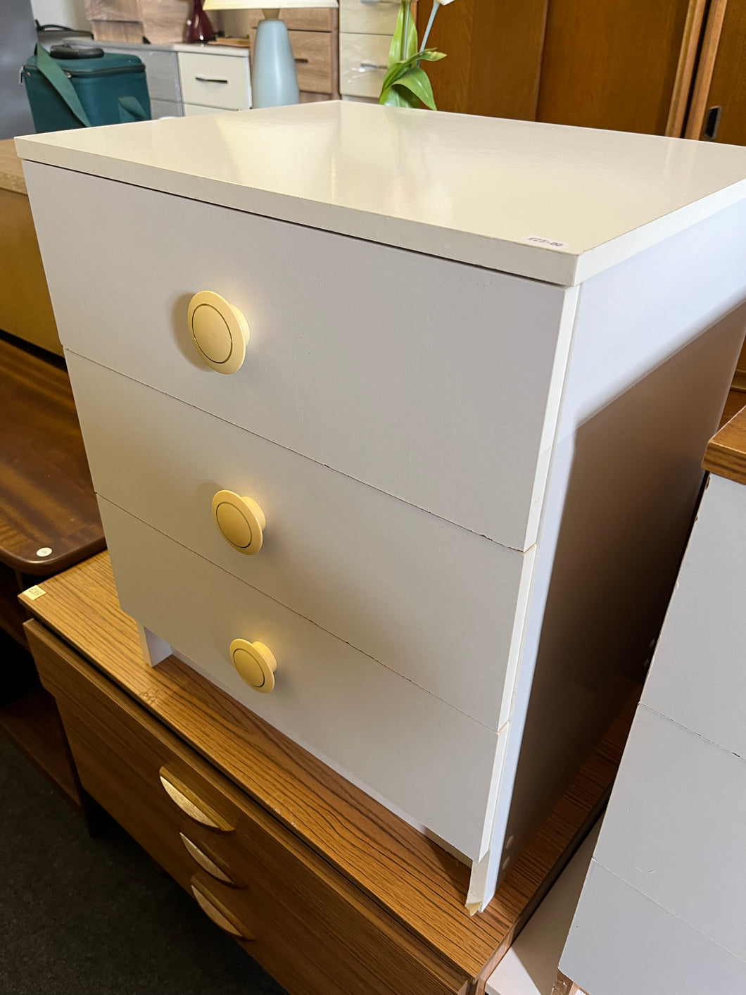 White 3 Drawer Bedside