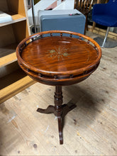 Load image into Gallery viewer, Circular Pedestal Gallery Top Inlay Wine Table